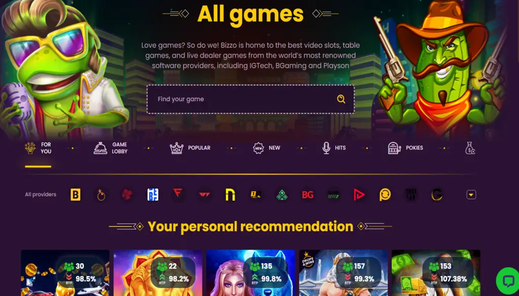 Bizzo Casino Games