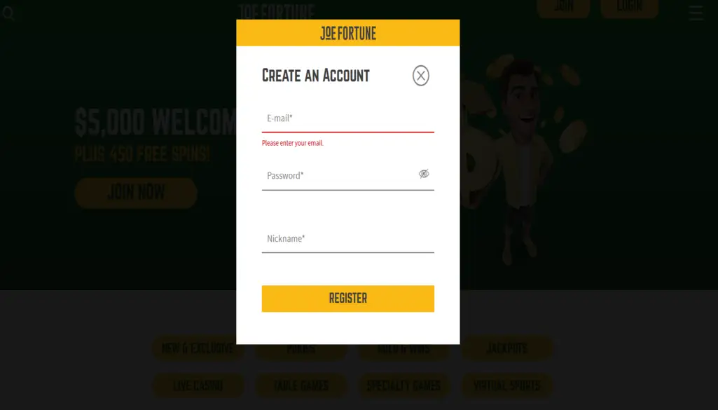 Joe Fortune Casino Login