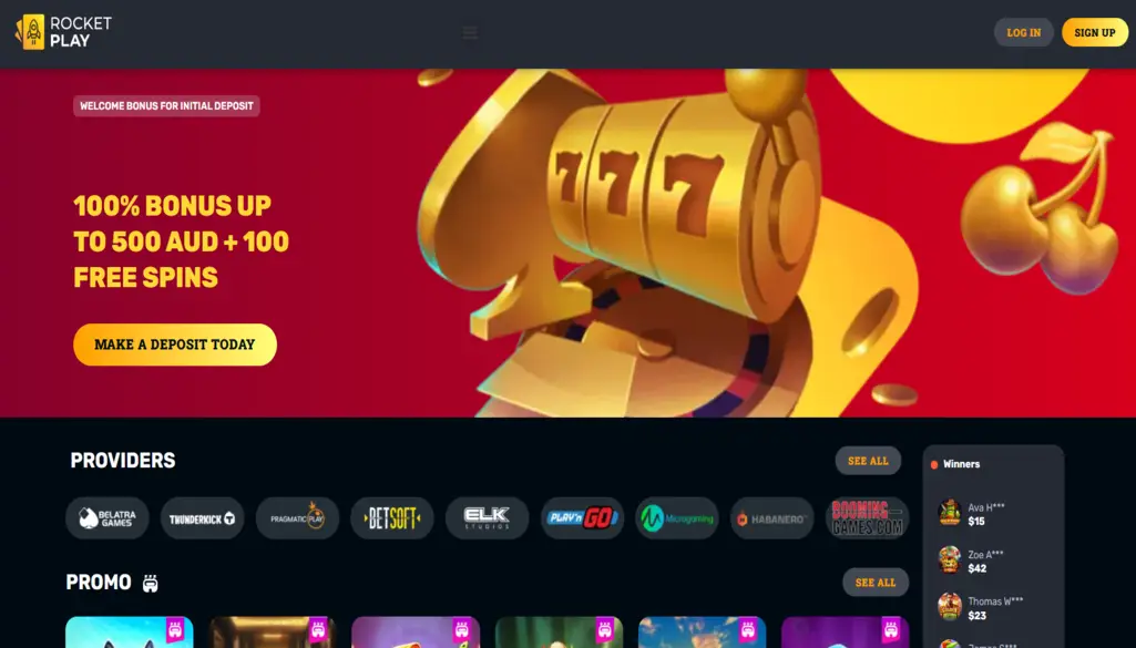 Rocketplay Casino site screenshot